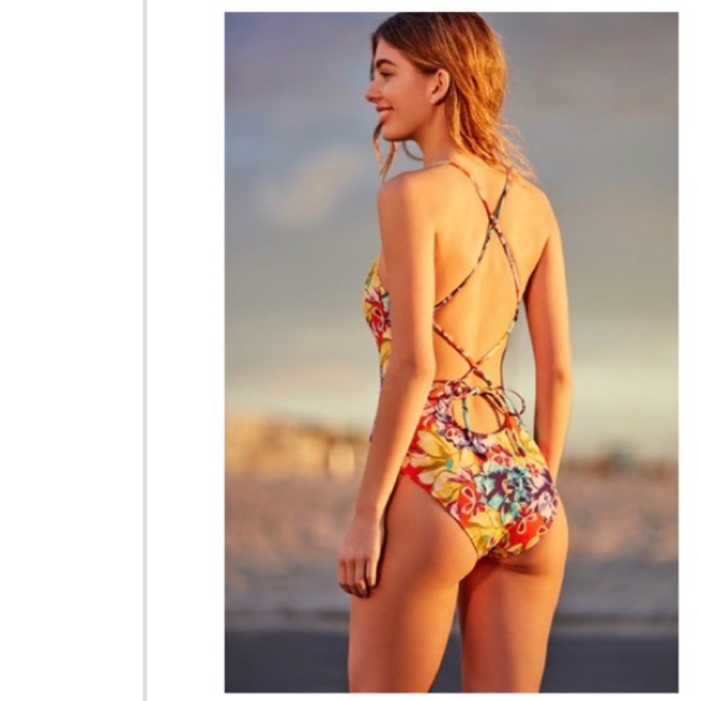 Urban Outfitters x Out From Under Printed High Neck One-Piece Swimsuit, L